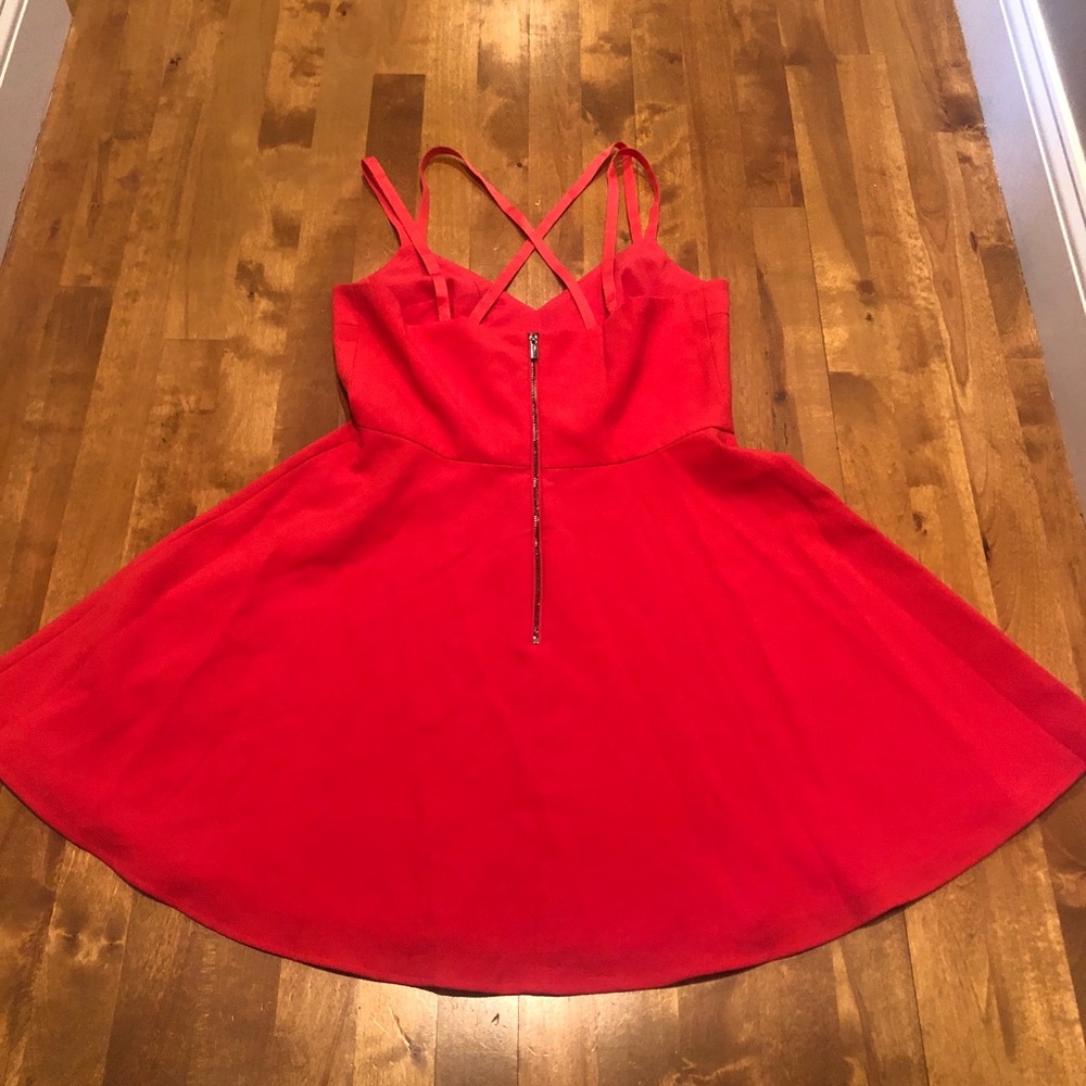 Bright coral French connection cross strap dress